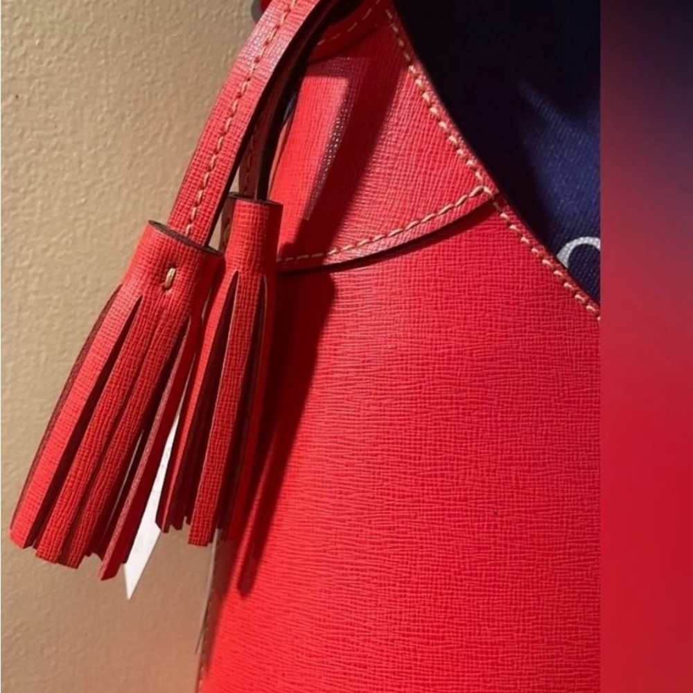 Dooney & Bourke Red Saffiano Leather Hobo NWT & Dust Bag - Picture 5 of 12